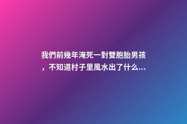 我們前幾年淹死一對雙胞胎男孩，不知道村子里風水出了什么問題導